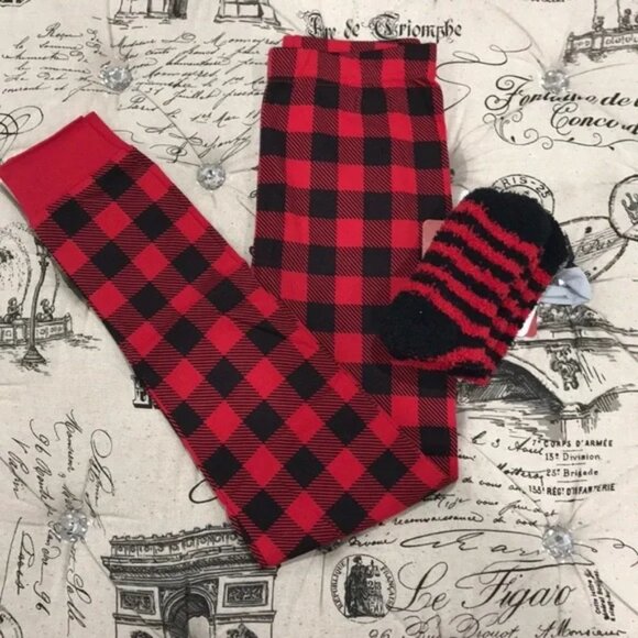 Kid's Petitlem Plaid Leggings +2pairs of socks - Picture 1 of 4